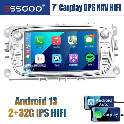 Android 13 Carplay Autoradio Für Ford Focus MK2 Mondeo S C-max Galaxy GPS RDS BT - Bild 1 von 4