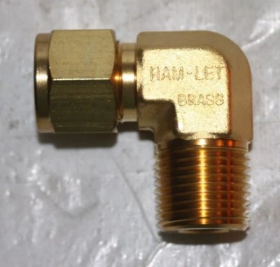 1/2" Tube x 1/2" MNPT  Brass Male Elbow Fitting Ham-Let 769LB1/2X1/2 - Image 1 of 4