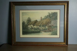 Large Antique 1800s Etching by J. R. Hutchinson, 1897, Anne Hathaway's Cottage - Picture 1 of 9