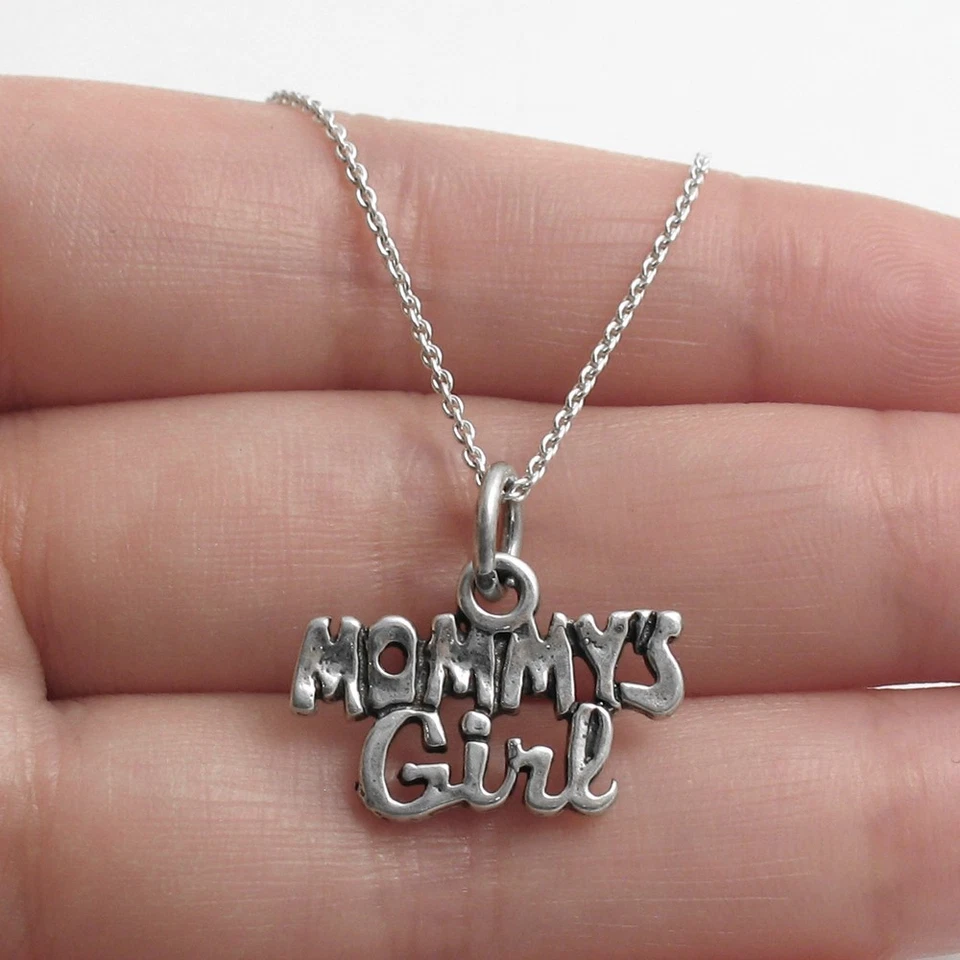 925纯银妈妈女孩小饰品带项链 — 第 1/1 张图片