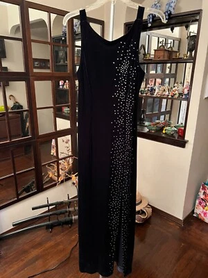 Morgan And Company Evening Gown Royal Blue Velvet White Rhinestone Size 9/10   - Imagem 1 de 4