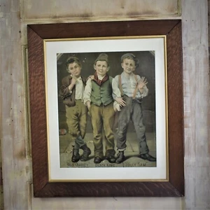 Antique Victorian School Boys Advertising Poster Old Charley Jolly Sam Picture - Picture 1 of 8
