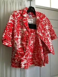 NWOT AQUA Girl's Juniors Red Suit Lined Jacket & Skirt Sz M - Picture 1 of 7