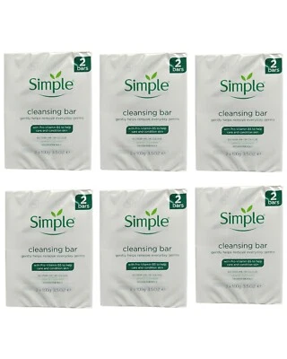 6 Simple Cleansing Soap Bar With Pro-Vitamin B5 Twin Pack 100g  (12 Soaps ) - Image 1 of 4