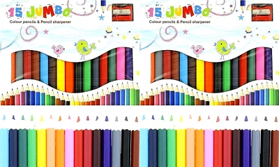 Jumbo Buntstifte extra dicke Stifte Kinder Farbstifte Set 30 Stück + 2 Anspitzer