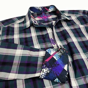 ROBERT GRAHAM MEN'S SIZE L GREEN STRIPED SHIRT "KNOWLEDGE - WISDOM - TRUTH" - Picture 1 of 12