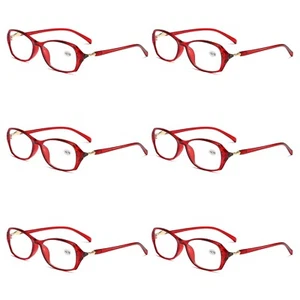 6 PK Womens Ladies Blue Light Blocking Reading Glasses Anti Blue Ray Readers Red - Picture 1 of 6