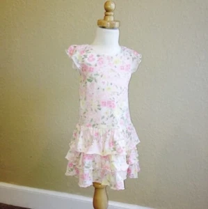 Gymboree Easter Flutter Sleeve Dress GARDEN BLOOM Floral Pink  Girls Size 4 - Picture 1 of 2