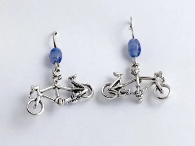 Sterling Silver tandem bicycle dangle earrings-bike,built for two,bicycles,bikes - Image 1 of 2