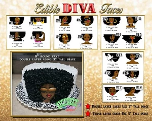 Afro Diva Birthday edible Cake topper Edible paper sugar sheet black woman face - Picture 1 of 6