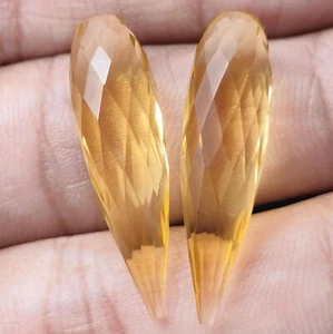 Citrine Quartz Smooth Drops Checker Cut Loose Gemstone Cabochon 22.00 Ct - Picture 1 of 5