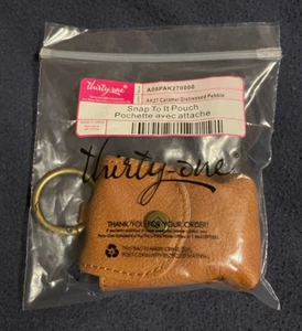 Thirty One Caramel Distressed Pebble Snap To It Pouch - NIP - Picture 1 of 3