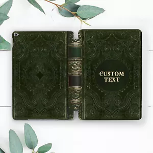 Custom Text Dark Vintage Book Case For iPad 10.2 Pro 12.9 11 9.7 Air 4 5 Mini - Picture 1 of 6