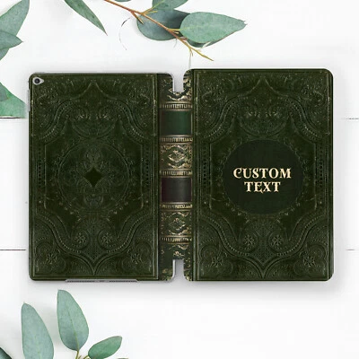 Custom Text Dark Vintage Book Case For iPad 10.2 Pro 12.9 11 9.7 Air 4 5 Mini - Image 1 of 4