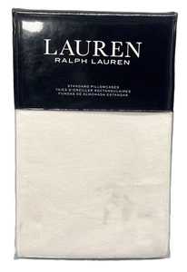 Lauren Ralph Lauren 2 Standard Flanell Kissenbezüge Lauren Flanell Chic Creme Neu - Bild 1 von 4