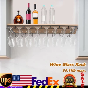 Hanging Wine Glass Rack Under Cabinet Wall Mounted Wine Glasses Holder For Bars - Picture 1 of 12