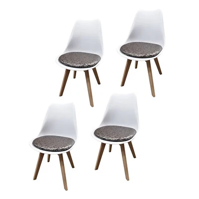 Stuhl Atlanta Weiß, PU Braun Muster Esszimmerstuhl, Kunststoffschale mit - Bild 1 von 2