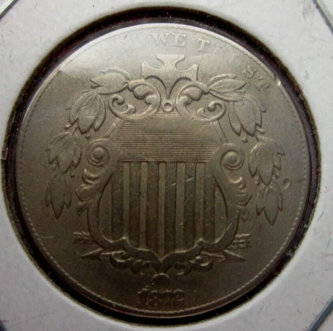 1872 SHIELD NICKEL 5c PHILADELPHIA MINT VERY RARE DATE COLLECTOR COIN Cover