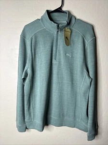 Tommy Bahama Men’s Green Logo Embroidered Quarter ZipUp PulloverSweatshirt S NWT - Picture 1 of 8