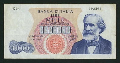 🔴ITALY  1000 Lire  1962  VF   Serie: X04  REPLACEMENT🔴 - Image 1 of 3