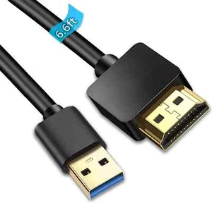 6.6FT USB to HDMI Cable, USB to HDMI Adapter for Monitor, USB 3.0 Male to HDM... - Picture 1 of 9