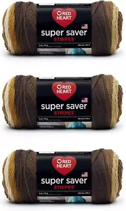 Red Heart Super Saver Yarn, 3 Pack, Latte Stripe 3 Count - Picture 1 of 10