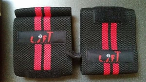 LIFT Gewichtheben Cross Training Handgelenkbandagen, schwarz mit roten Streifen, neu! - Bild 1 von 4