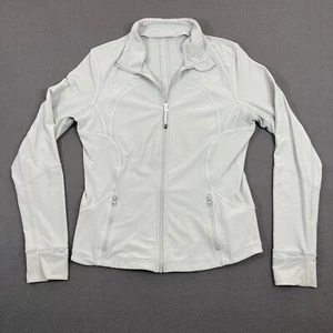 Lululemon Forme Jacket Women's Size 12 Light Grey Full Zip Pockets Thumbholes - Picture 1 of 7