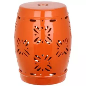 SAFAVIEH Garden Stool Sakura Ceramic Orange - Picture 1 of 3