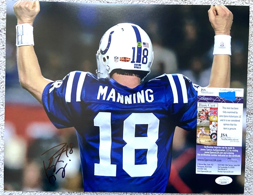PEYTON MANNING SIGNED 11X14 PHOTO INDIANAPOLIS COLTS SUPER BOWL 41 BRONCOS JSA * - Image 1 of 1