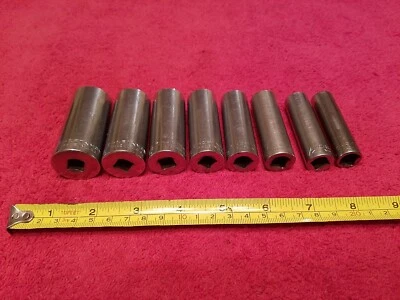 CRAFTSMAN 3/8" DRIVE SAE DEEP WELL SOCKET SET 8 PC 6 POINT VTG USA - Image 1 of 4