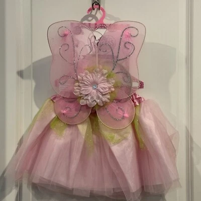 Принцесса выражения розовый/зеленый фея принцесса наряд комплект костюм возрастов 4-8 новый - Изображение 1 из 4