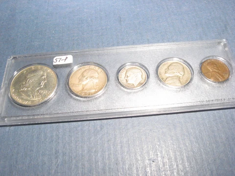 1951 PHILADELPHIA Mint 90% Silver Birth year MATCHED 5 coin set ~ circulated Cover