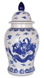 Deckelvase China Drache Prunkgefäss Chinoiserie Porzellanvase Deckelgefäss 50cm - Bild 1 von 6