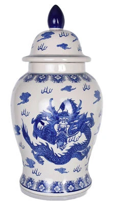 Deckelvase China Drache Prunkgefäss Chinoiserie Porzellanvase Deckelgefäss 50cm - Bild 1 von 4