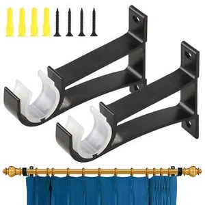 2/4/6PCS Curtain Rod Hooks Heavy Duty Curtain Rod Bracket Rod Support Hanger - Picture 1 of 12