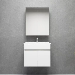 600mm Slim Wall Hung Bathroom Vanity Gloss White MDF Cabinet With Basin Unit - Picture 1 of 9