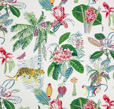TOMMY BAHAMA HEAVENLY KINGDOM LEAFY TIGER MONKEY MULTI-USE FABRIC BY YARD 54"W - Image 1 of 4