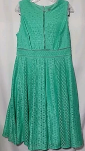 Danny And Nicole Dress Women’s Lace 12P NWT Green  Zip Back Sleeveless Midi - Picture 1 of 9