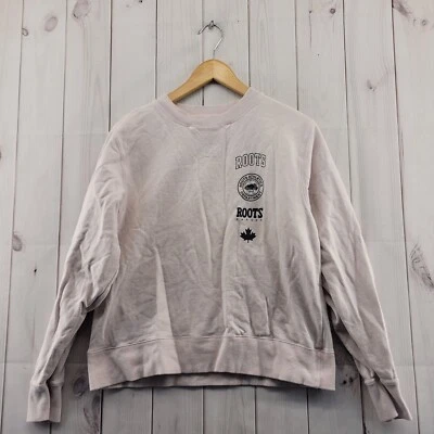 Roots Sweatshirt Womens Medium Pink Cropped Long Sleeve Pullover Crewneck - Image 1 of 4