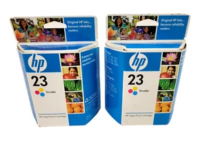 2 HP Inkjet Print Cartridges Tricolor 23 Sealed Unopened 2007 - Picture 1 of 3
