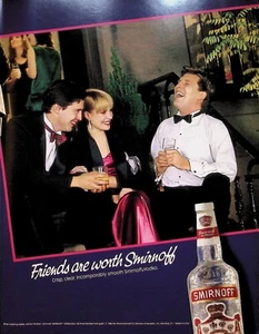 VINTAGE 1980er Jahre Druckanzeige ~ Smirnoff Wodka ~ Freunde sind Smirnoff wert - Bild 1 von 1