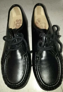 NEW Womens SAS Siesta Black Leather Supportive Tie Comfortable Shoe, Made in USA - Picture 1 of 5
