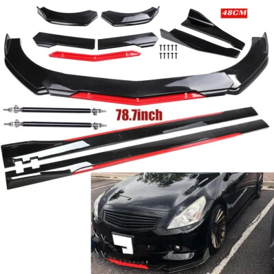 for Infiniti G37 G35 Sedan Coupe Front Bumper Lip Splitter Spoiler + Strut Rods Foto 1 de 4