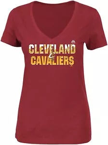 Ladies Cleveland Cavaliers Garnet Get Aggressive V Neck Short Sleeve T Shirt - Picture 1 of 5