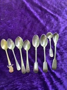 Silver Plated EPNS Bundle x 8 Assorted Teaspoons Vintage Cutlery - Picture 1 of 6