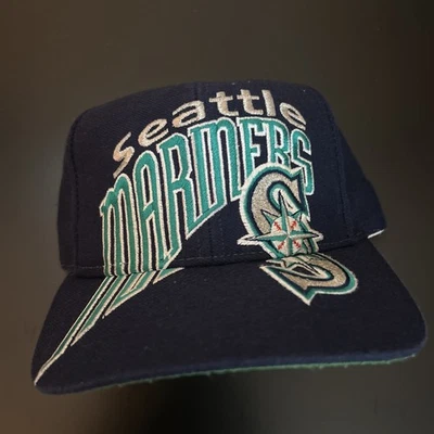 Vintage 90s Seattle Mariners The Game Big Script MLB Wool Blend Snapback Hat Cap - Image 1 of 4
