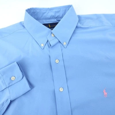 Camisa Polo Ralph Lauren Performance Abotonada Para Hombre Azul Manga Larga Grande Alta Foto 1 de 4