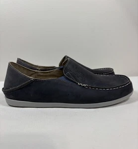 OluKai Womens 10 Nohea Nubuck Casual Slip On Moccasins Navy Leather Casual Comfo - Picture 1 of 21