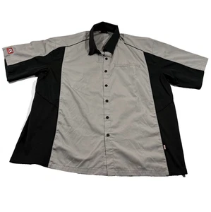 SIMPSON Pit Crew Mechanic Racing Mens Gray Black Button Work Shirt Top Sz XXL - Picture 1 of 11